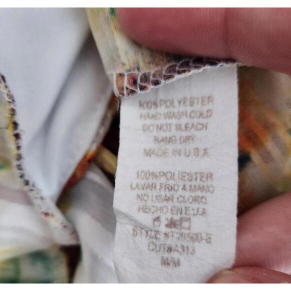 MadRag Y2K Womens Medium Multicolor Abstract Wrap Tie Back Pleated top  Babydoll - Picture 5 of 5